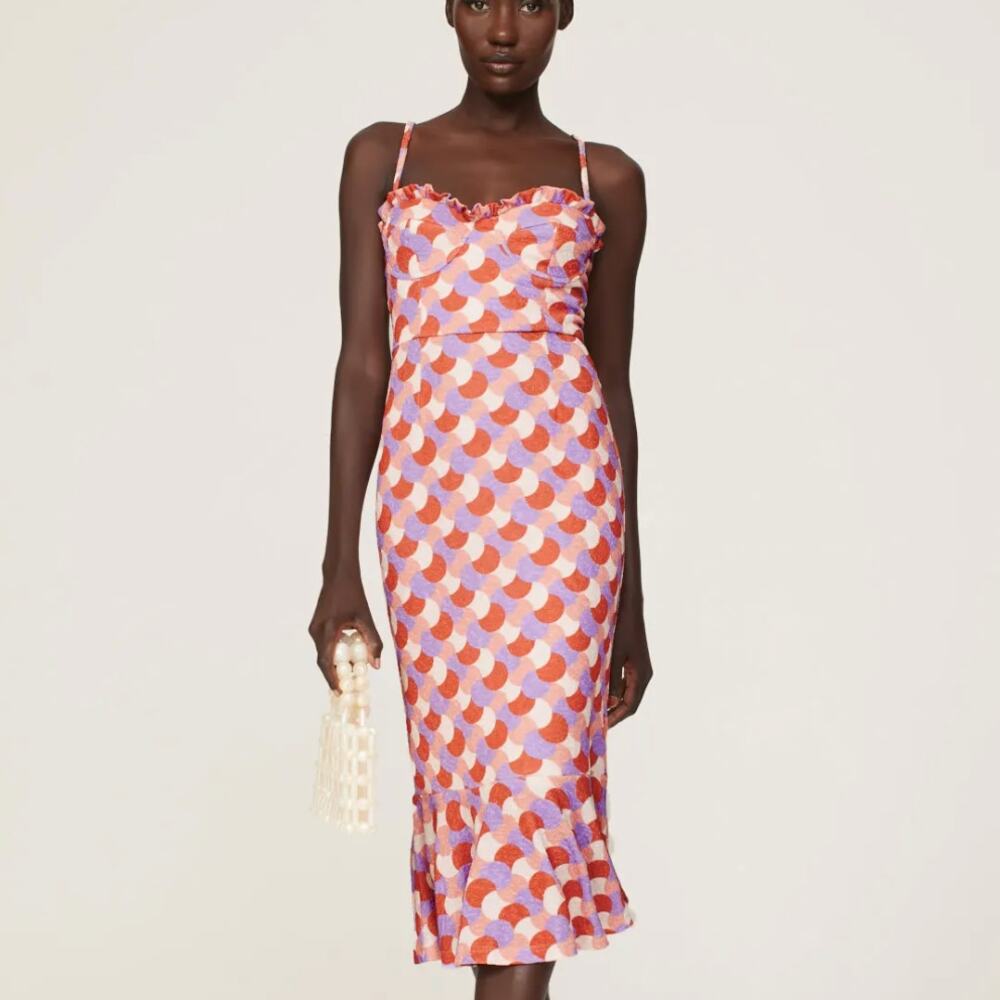 Slate & Willow Polkadot Bustier Dress XL Cocktail Whimsical Ruffle Party $200